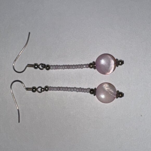 Pink Coin Mother Of Pearl Earrings - Picture 4 of 7
